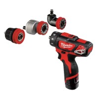 Дрель-шуруповерт аккумуляторный MILWAUKEE, M12 BDDXKIT-202C (+ заряд.устройство, 2 акум.Х 2Ач, 3 насадки, HD кейс)