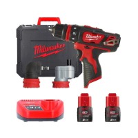 Дрель-шуруповерт аккумуляторный MILWAUKEE, M12 BDDXKIT-202C (+ заряд.устройство, 2 акум.Х 2Ач, 3 насадки, HD кейс) Дрель-шуруповерт аккумуляторный MILWAUKEE, M12 BDDXKIT-202C (+ заряд.устройство, 2 акум.Х 2Ач, 3 насадки, HD кейс)