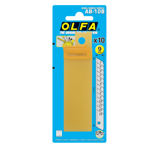 Лезвие OLFA AB; 13 сегментов; блистер 10 шт; для 180Black, SVR-1, SVR-2, 300, A-2, A-3, S, SPC-1, ES-1/green, NA-1, A-5, PA-2, XA-1, DA -1, A-1 (100551)