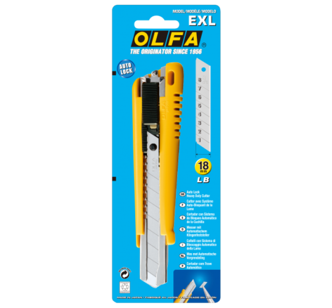Нож OLFA EXL; лезвие 18мм; рукоятка "Comfort Grip"; OL LB-10, OL LB-50, OL LBB-10, OL LBB-50, OL LBD-10 (210511)