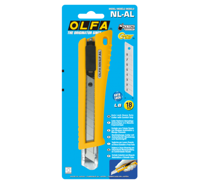 Нож OLFA NL-AL; ручка Comfort Grip; механизм автоматической фиксации лезвия AutoLock (215510)