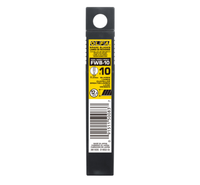 Лезвие OLFA FWB-10 Ultra Sharp Black Blade толщиной 0,25 мм; туба 10 шт; для FWP-1 (381520)