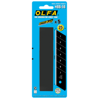 Лезвие OLFA HBB-5B; сверхострые черные лезвия ExcelBlack для тяжелых условий эксплуатации; блистер 5 шт; для H-1, NH-1, XH-1, XH-AL, HSW-1 (405511)