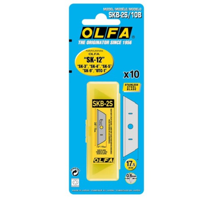 Лезвие OLFA SKB-2S/10B; трапециевидное; блистер 10 шт; для ножей SK-12, SK-4, SK-4/green, SK-5, SK-9, SK-3 (618510)