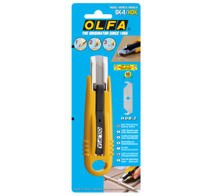 Нож OLFA SK-4/HOK; с автоматическим втягиванием крючкообразного лезвия (625520)
