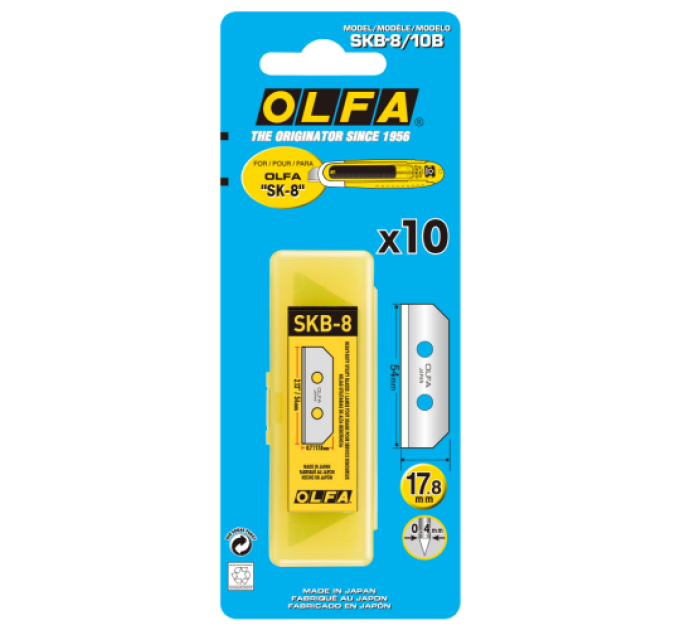 Лезвие OLFA SKB-8/10B; 10шт; точное двустороннее лезвие для SK-8 (647513)