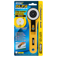 Нож OLFA RTY-2/GH; в комплекте ТС лезвие OLFA Endurance 45 мм RB45H; для работы с различными тканями, многослойными материалами, фольгой, бумагой, кожей (730521) Нож OLFA RTY-2/GH; в комплекте ТС лезвие OLFA Endurance 45 мм RB45H; для работы с различными тканями, многослойными материалами, фольгой, бумагой, кожей (730521)