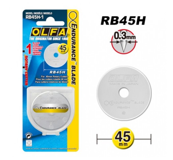 Лезвие OLFA RB45H-1 Endurance; блистер 1шт; для ножей RTY-2/G, RTY-2/DX, RTY-2/NS, RTY-2/C, RTY-2C/YEL, RTY-2C/PIK, 45C (737510)