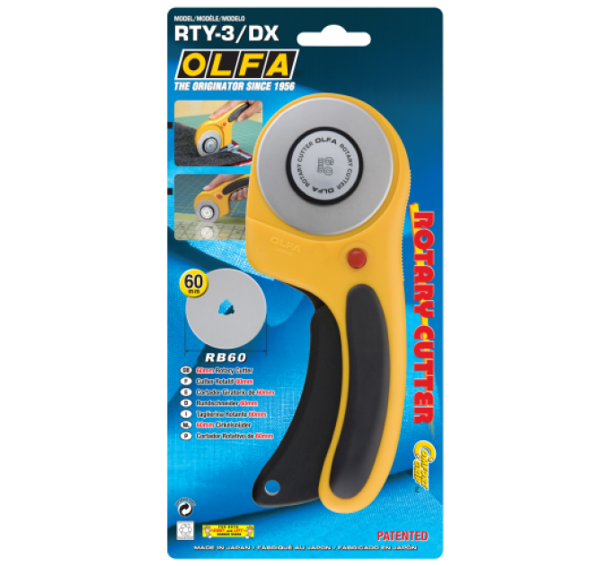 Нож OLFA RTY-3/DX; дисковое лезвие 60мм RB60; пистолетная рукоятка (760511)