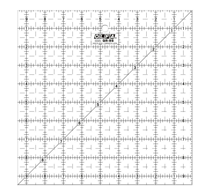 Линейка-шаблон OLFA QR-9S акриловая прозрачная; 9,5x9,5; нескользящая матовая поверхность (950544)