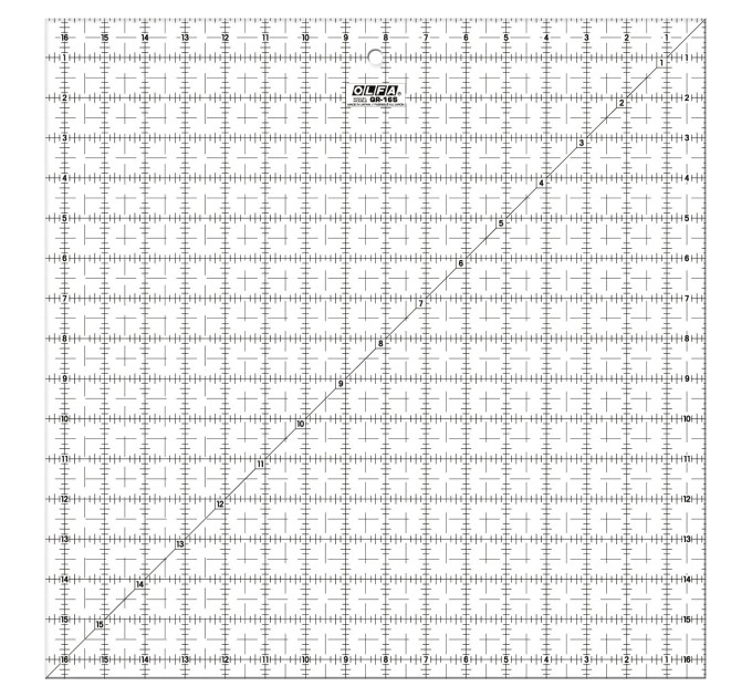 Линейка OLFA QR-16S акриловая прозрачная; 420х420х3мм; для раскроя тканей, квиллинга (950563)